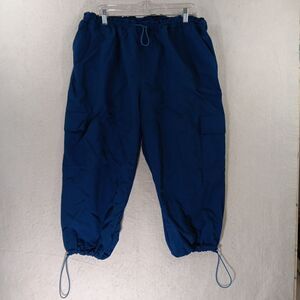 Zoe & Phoebe Parachute Cargo Cropped Pants Women Size XL Drawstring Waist hem *
